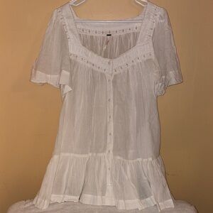 Free People Cream Button-Down Blouse